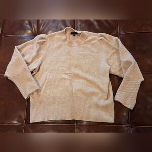 J.Crew Merino Wool Blend Puff- Sleeve Beige Knit Sweater XXL